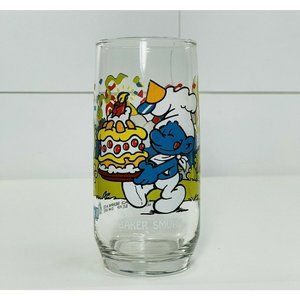 Vintage 1983 Baker Smurf Drinking Glass Peyo Wallace Berrie
